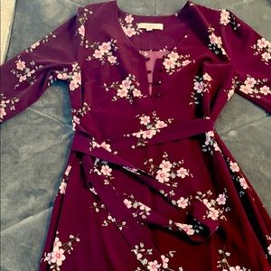 LOFT burgundy floral dress size 6